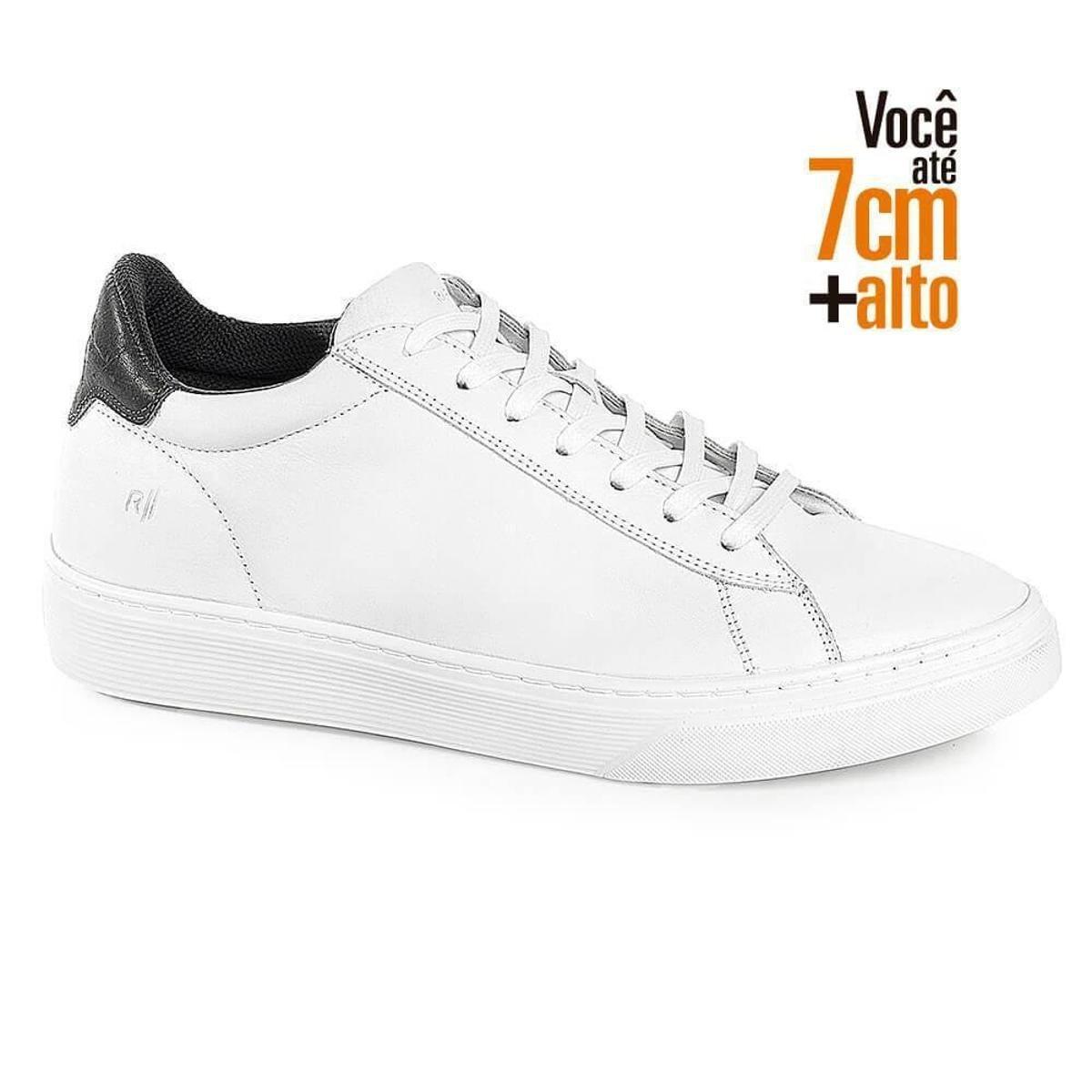 Sapatênis Rafarillo Masculino Couro Amarração Aumenta Altura - Branco |  Netshoes