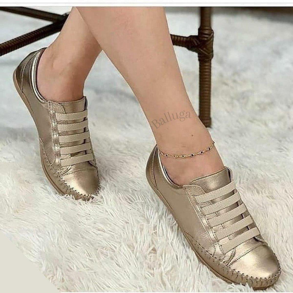 Sapatenis Tenis Feminino Casual Couro Flay Elastico Menor preço em Sapatenis Tenis Feminino Casual Couro Flay Elastico