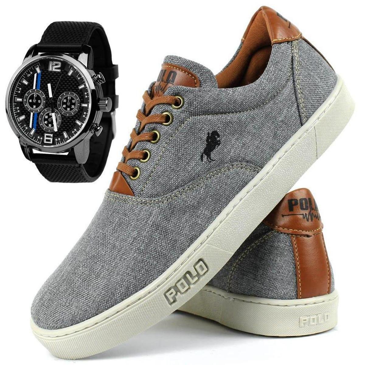 Sapatênis Tênis Polo White Masculino Tecido + Relógio Menor preço em Sapatênis Tênis Polo White Masculino Tecido + Relógio