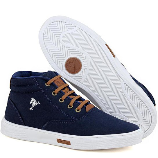 Sapatenis Tênis Sapato Botinha Cano Alto Casual Polo Joy - Marinho Menor preço em Sapatenis Tênis Sapato Botinha Cano Alto Casual Polo Joy - Marinho