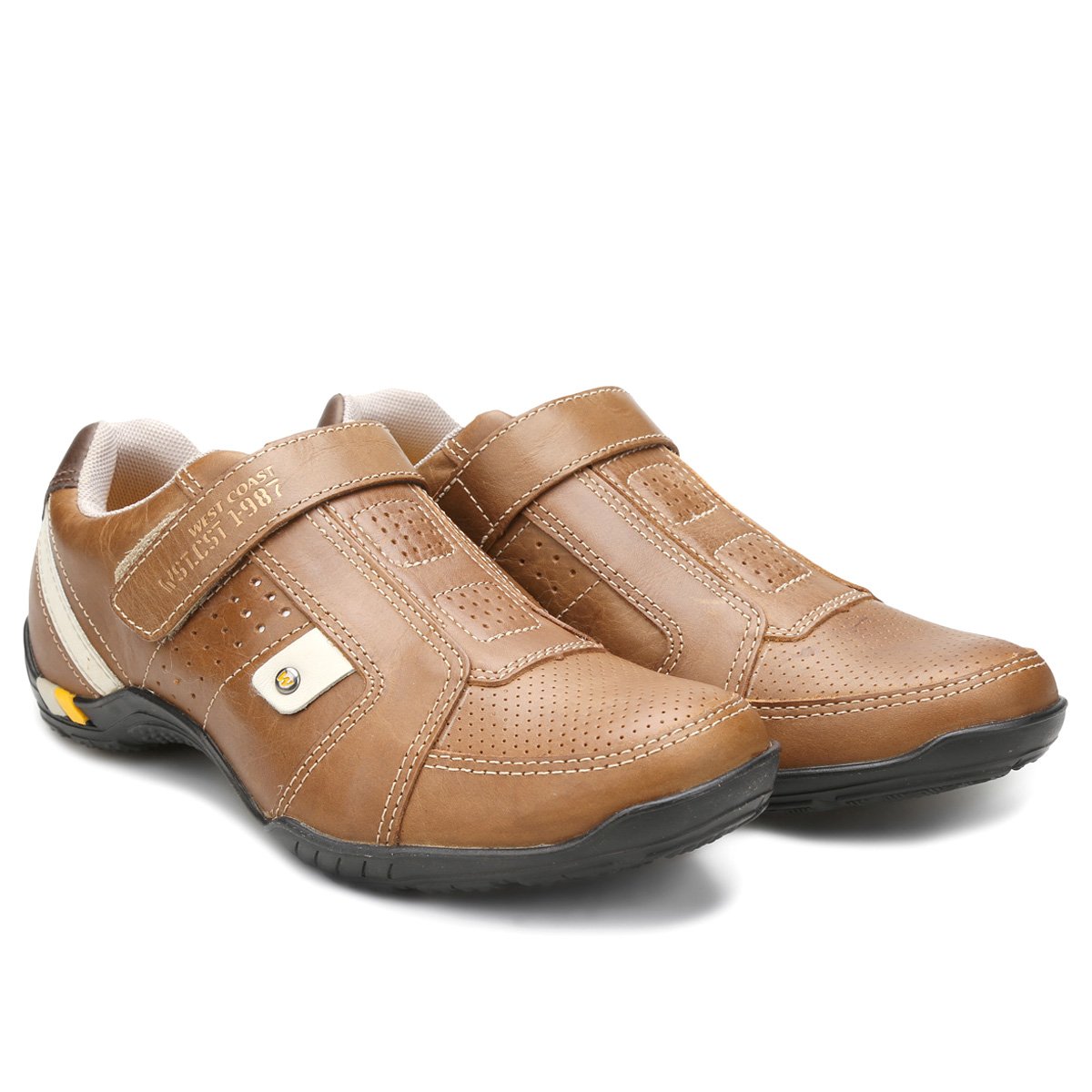 Sapatênis West Coast Recortes Velcro - Marrom Claro | Netshoes