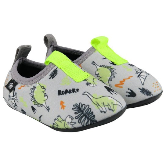Sapatilha Antiderrapante Dinossauros Molekinho Infantil - Cinza
