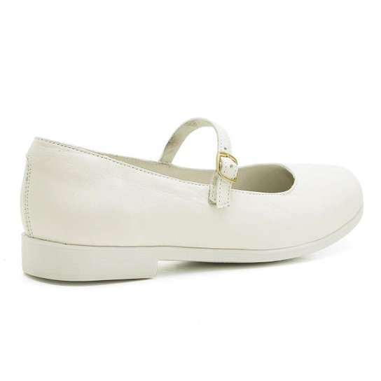 Sapatilha Casual Feminina Bico Redondo Couro Fivela