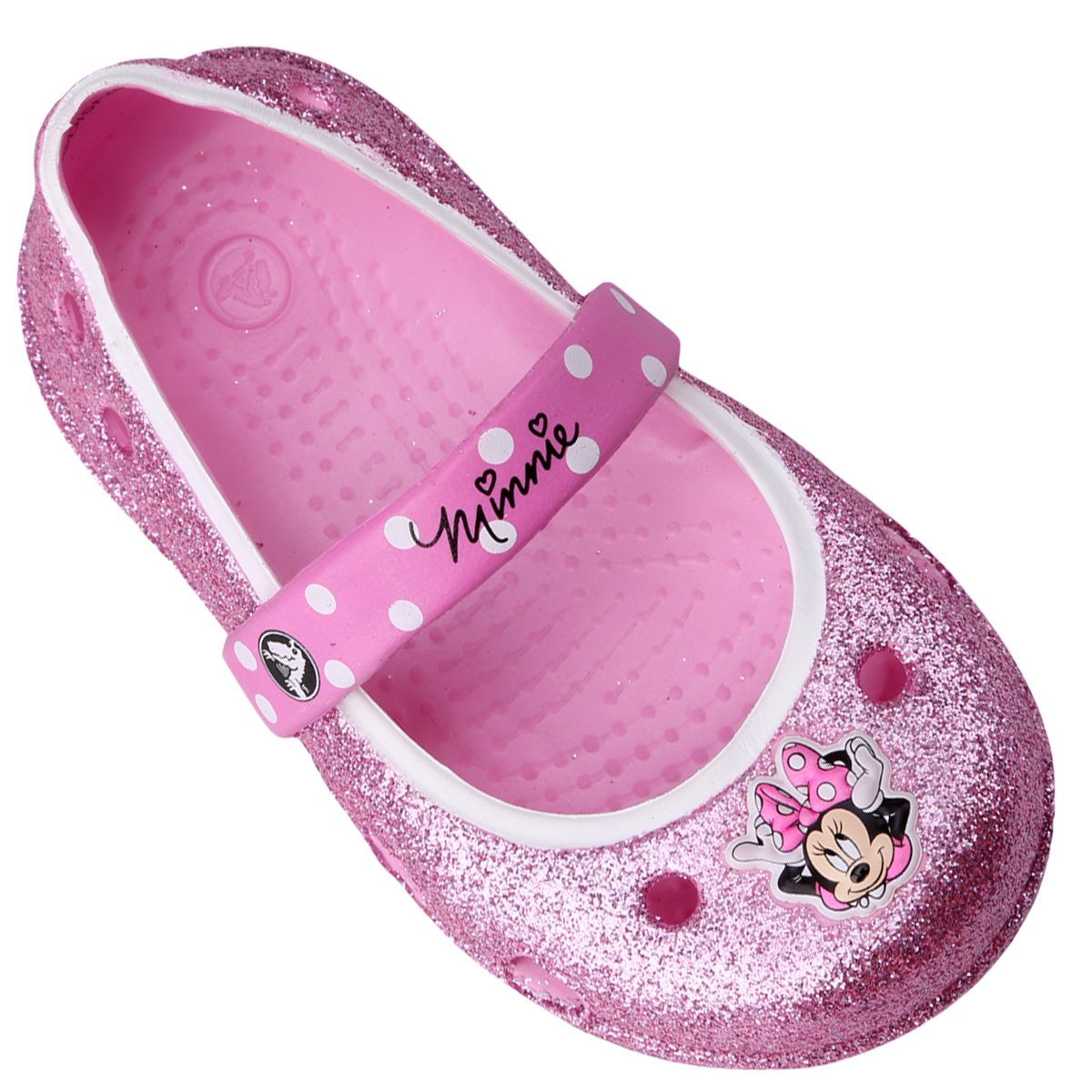 Sapatilha Crocs Infantil Keeley Minnie Glitter Flat PS Rosa Netshoes