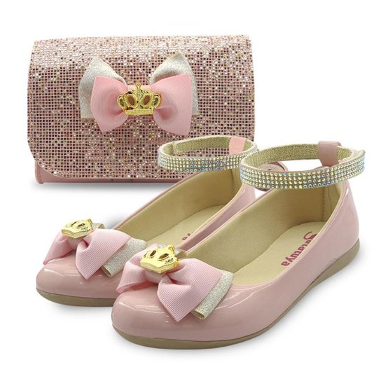 Sapatilha Gatatuya Infantil Princesa com Bolsinha de Ombro Laço Rosa Glitter Menina - Rosa Menor preço em Sapatilha Gatatuya Infantil Princesa com Bolsinha de Ombro Laço Rosa Glitter Menina - Rosa
