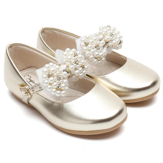Sapatilha Infantil Dama Sapatinho Boneca Laço Perolas - Ouro Menor preço em Sapatilha Infantil Dama Sapatinho Boneca Laço Perolas - Ouro