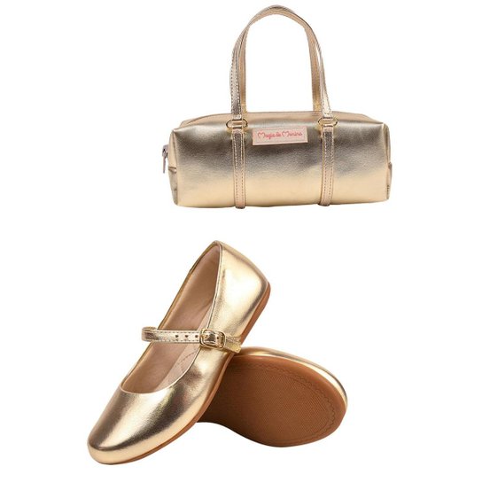 Sapatilha Infantil Feminina Menina Kit Bolsinha Light - Ouro Menor preço em Sapatilha Infantil Feminina Menina Kit Bolsinha Light - Ouro