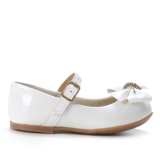 Sapatilha Infantil Magia Laço Verniz Feminina - Branco Menor preço em Sapatilha Infantil Magia Laço Verniz Feminina - Branco