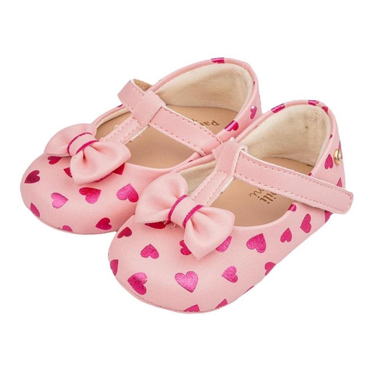 Sapatilha Infantil Nina Pampili Laço E Corações - Rosa | Netshoes