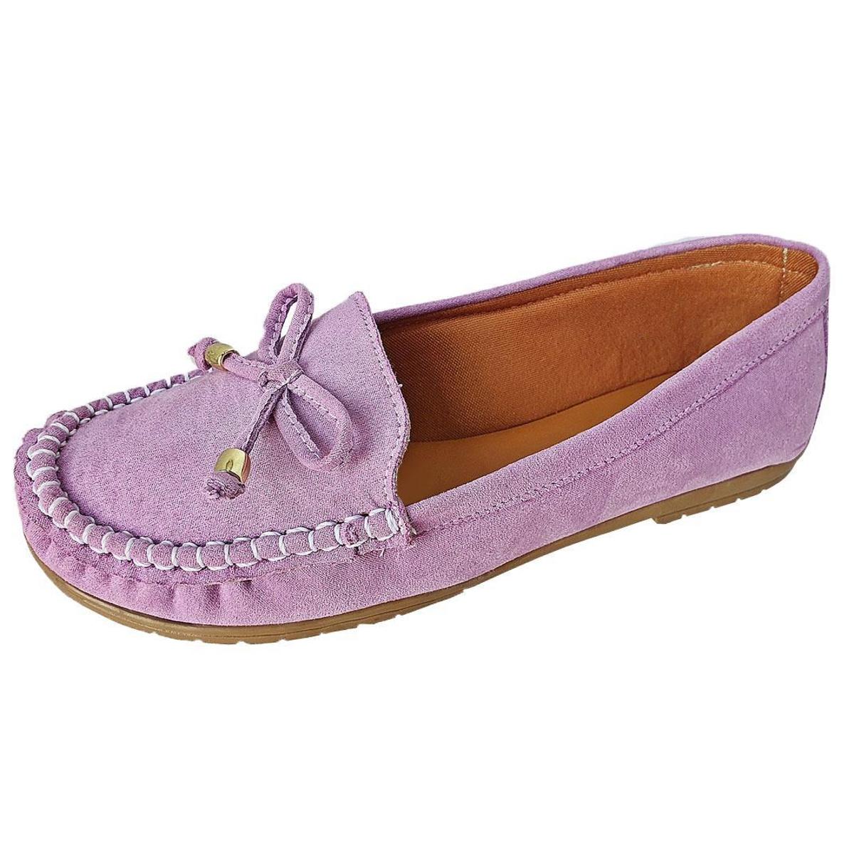Sapatilha Mocassim Feminino Costurado À Mão Moda Pé 2 - Lilás | Netshoes