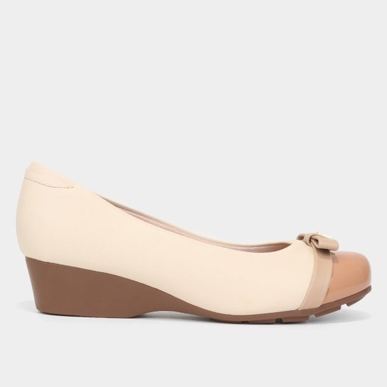 Sapatilha Modare Salto Anabela Laço Feminina - Creme Menor preço em Sapatilha Modare Salto Anabela Laço Feminina - Creme