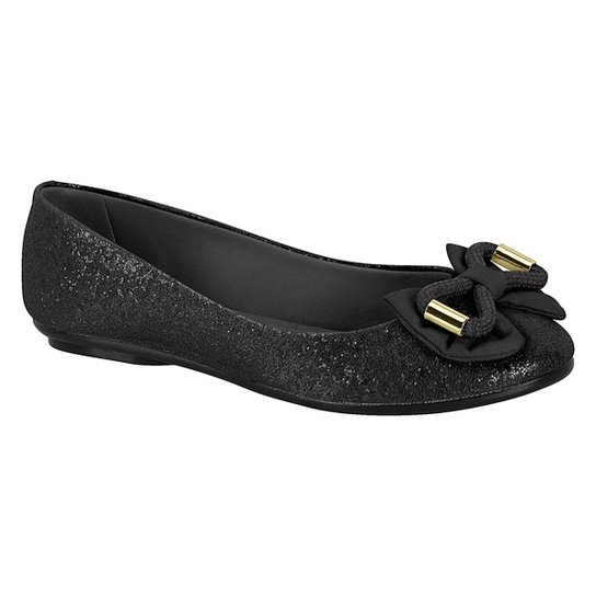 Sapatilha Moleca Bico Tubarão Glitter Laço Feminina - Preto Menor preço em Sapatilha Moleca Bico Tubarão Glitter Laço Feminina - Preto