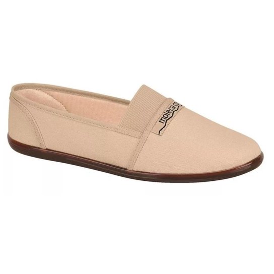 Sapatilha Moleca Comfort Elástico Clássica Lona Feminina - Bege Menor preço em Sapatilha Moleca Comfort Elástico Clássica Lona Feminina - Bege