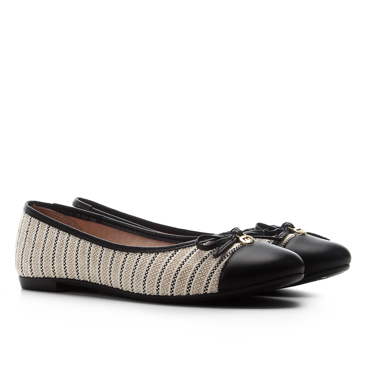 Sapatilha Moleca Listras Palha Feminina - Preto | Netshoes