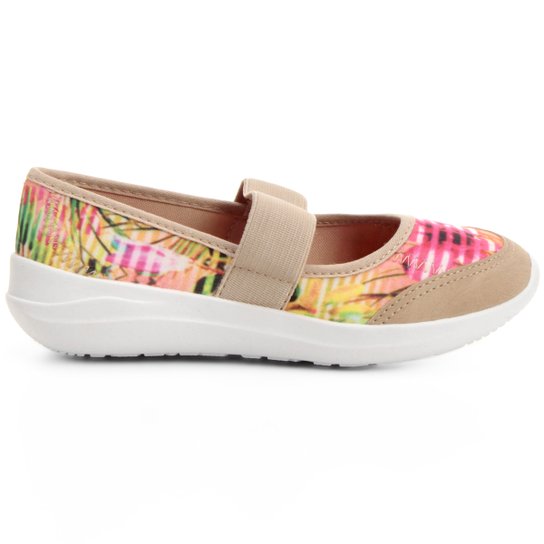 Sapatilha Molekinha Soft Floral Infantil - Bege