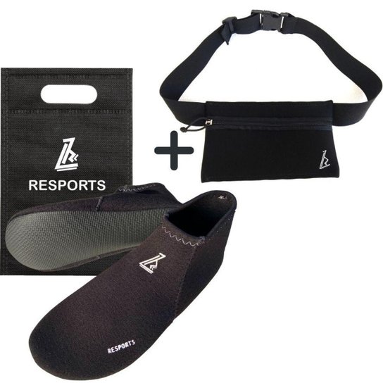 Sapatilha Neoprene Beach Tennis, Vôlei + Pochete Fitness Kit - Preto Menor preço em Sapatilha Neoprene Beach Tennis, Vôlei + Pochete Fitness Kit - Preto