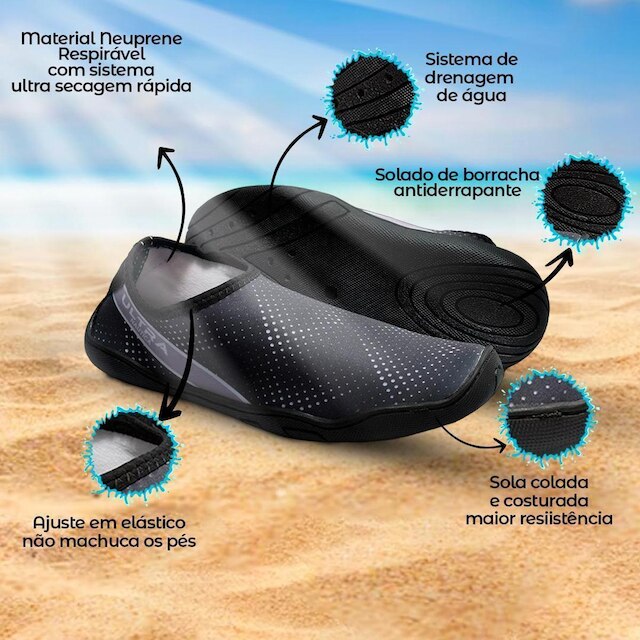 Sapatilha Neoprene Unissex Piscina Beach Tenís Surf Praia Ultra Náutica
