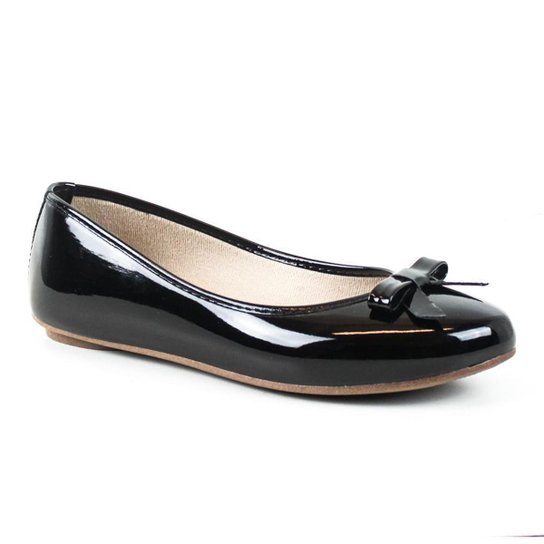 Sapatilha Tag Shoes Verniz Laço Feminina - Preto