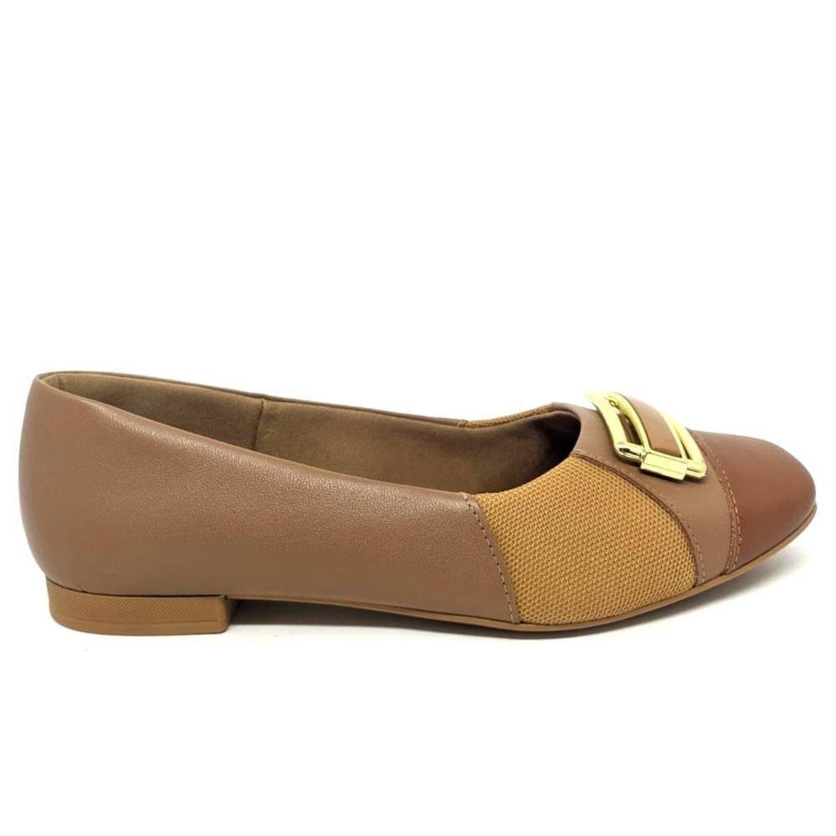 Sapatilha Usaflex de Bico Quadrado com Fivela Marrom Camel - Marrom |  Netshoes