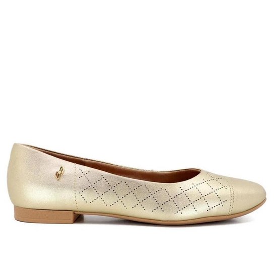 Sapatilha Usaflex Feminina Salto Bloco Baixo Dourado Netshoes