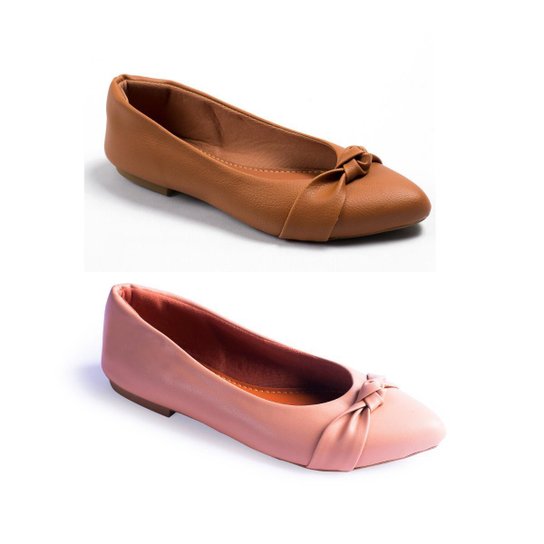 Sapatilhas Kit 2 Confortável Feminino Moda Casual Classica - Nude+Caramelo Menor preço em Sapatilhas Kit 2 Confortável Feminino Moda Casual Classica - Nude+Caramelo