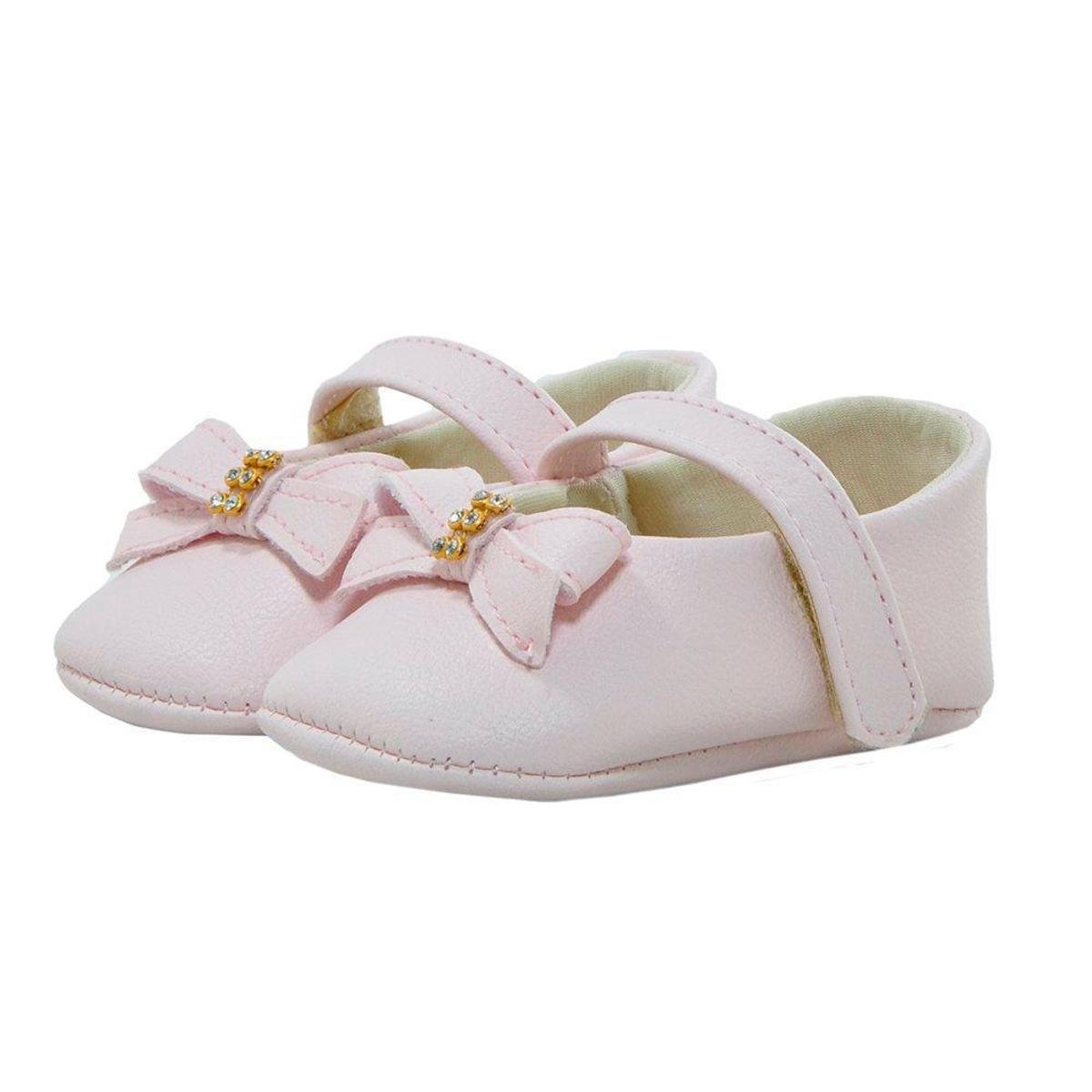 Sapatinho Bebe Sapatilha Menina Com Laco E Perola Cor Rosa Claro - Rosa  Claro | Netshoes