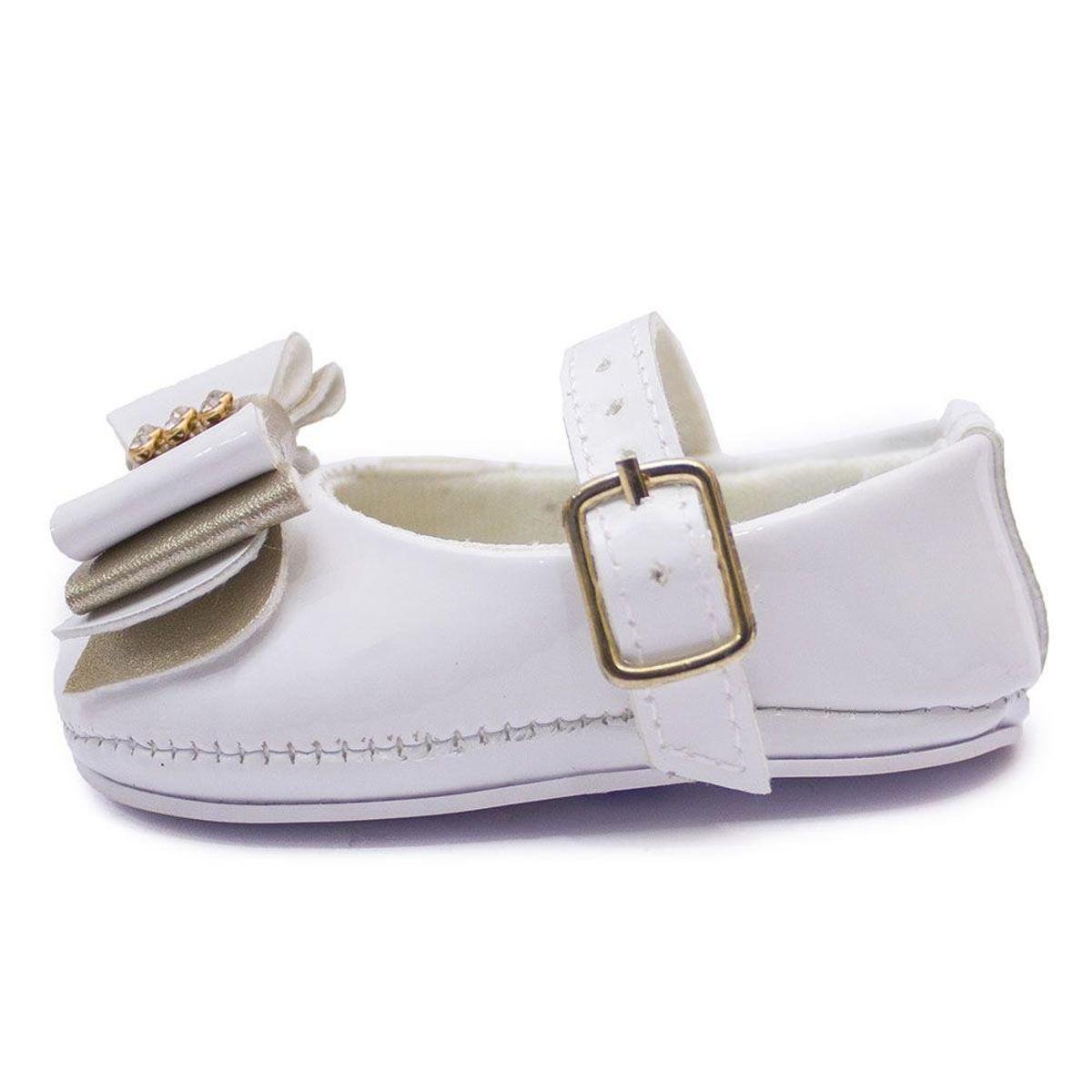 Sapatinho Boneca Bebe Menina Laço Dama Com Solinha - Branco | Netshoes