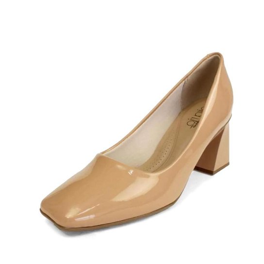 Sapato Beira Rio de Salto Bloco Com Bico Quadrado - 4285.100.13488 - Bege Menor preço em Sapato Beira Rio de Salto Bloco Com Bico Quadrado - 4285.100.13488 - Bege