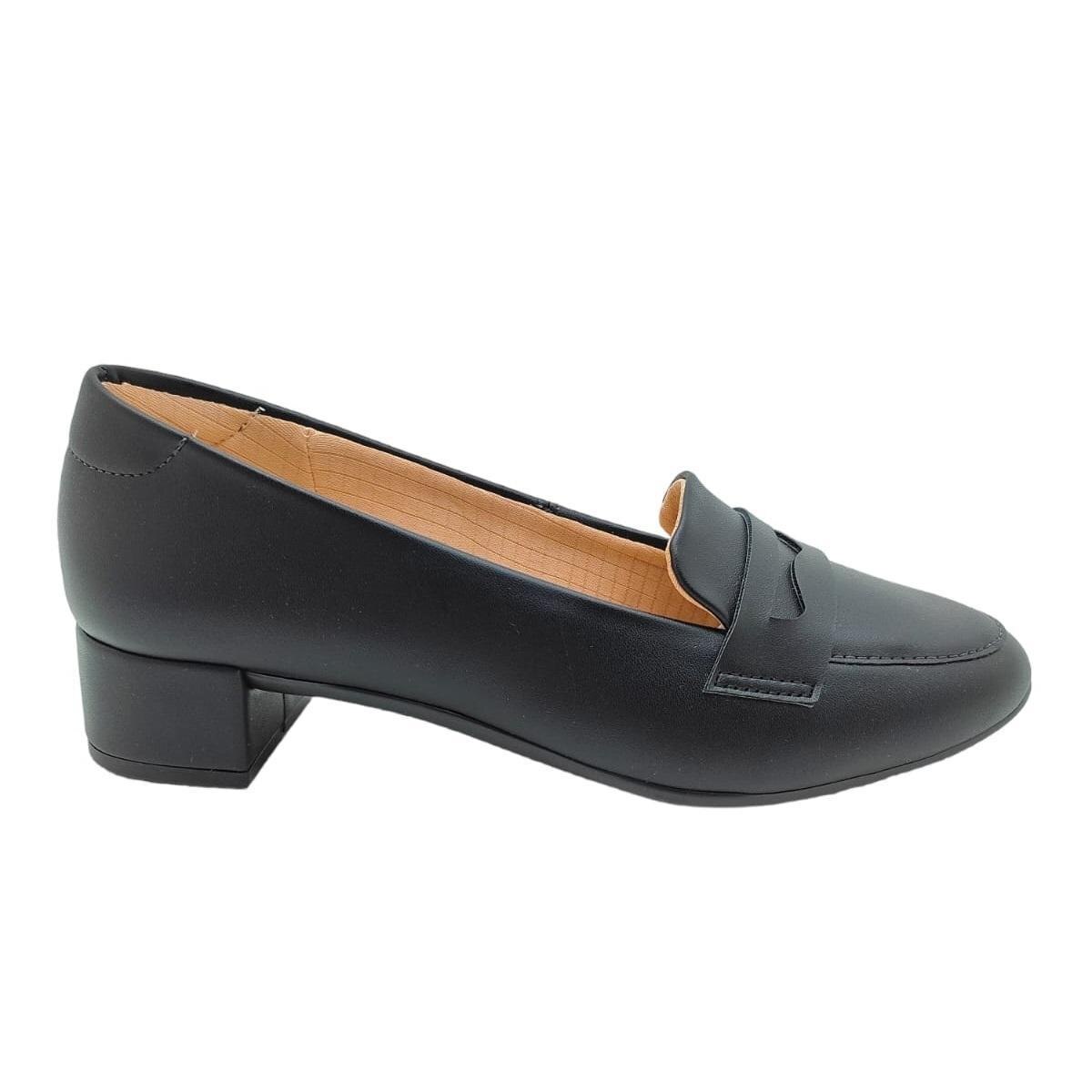 Sapato Bico Redondo Salto Baixo Feminino Santinelli - Preto | Netshoes