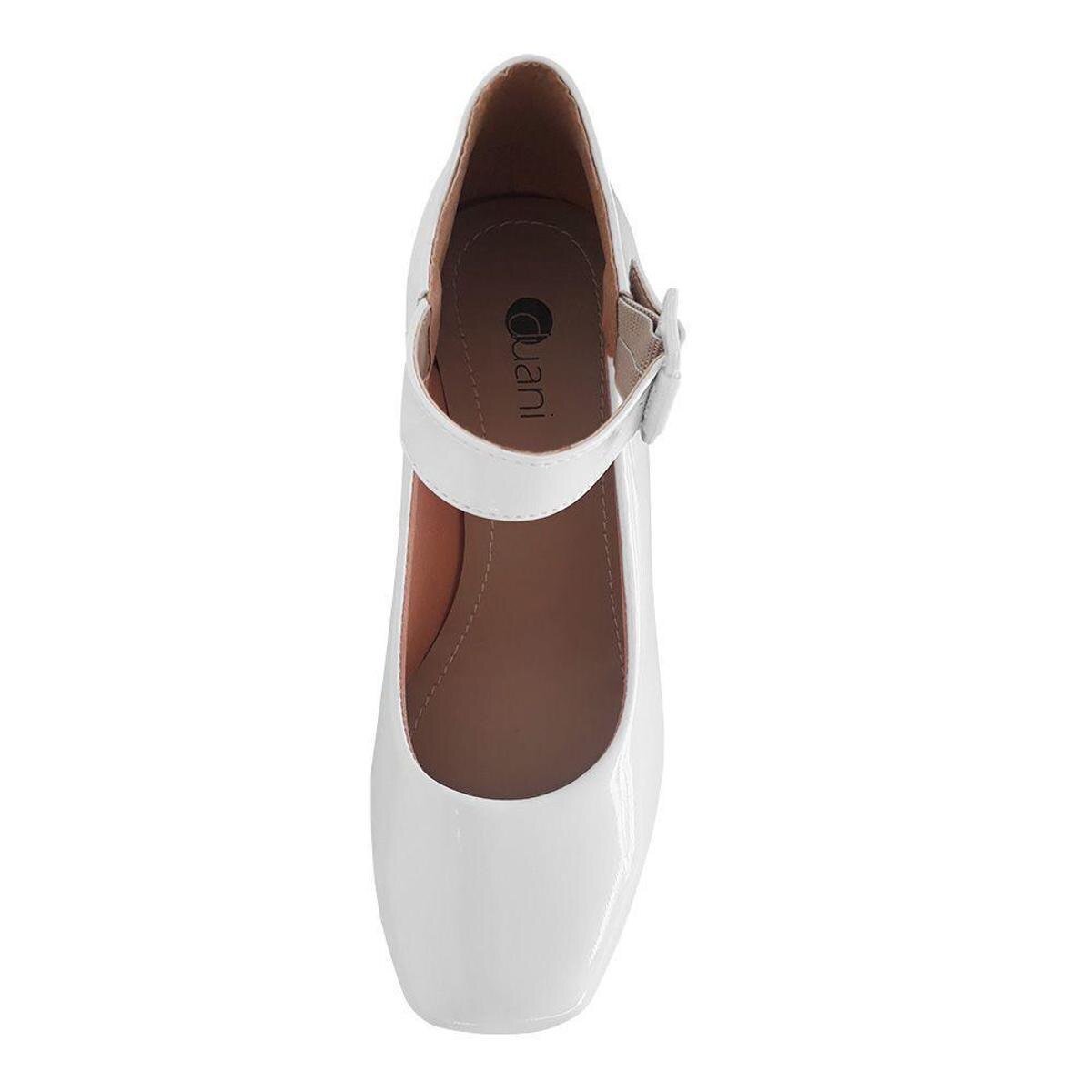 Sapato Boneca Noiva Verniz Salto Baixo Grosso Duani Feminino - Branco |  Netshoes