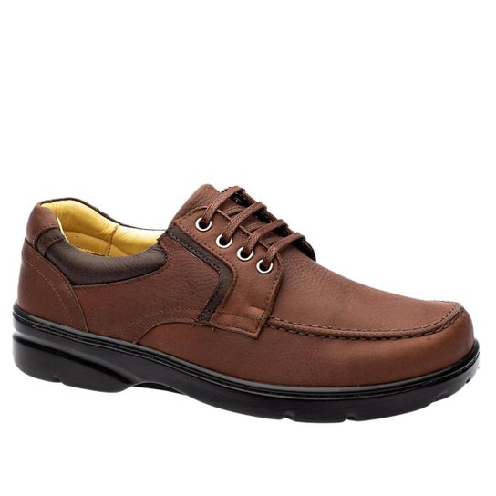 Sapato Casual Doctor Shoes Diabético Couro 5311 Café - Vinho
