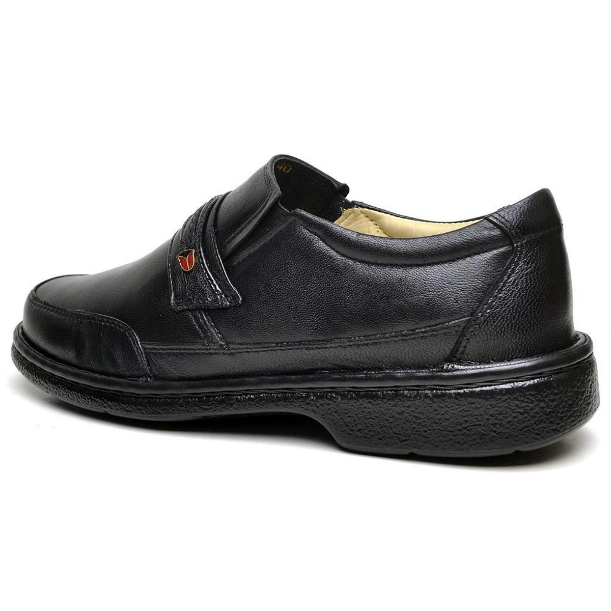 Sapato Casual em Couro Confortável Masculino com Detalhe e Solado  Emborrachado - Preto | Netshoes