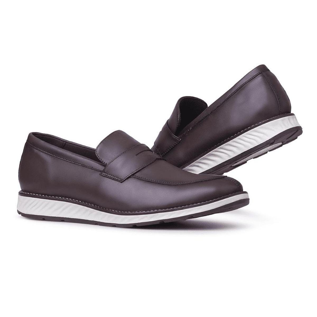 Sapato Casual Loafer Calcar Em Couro Macio Premium Forrado Em Couro - Cafe Menor preço em Sapato Casual Loafer Calcar Em Couro Macio Premium Forrado Em Couro - Cafe
