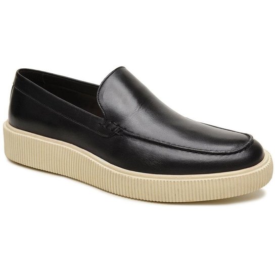 Sapato Casual Loafer Iate Masculino em Couro Sola Alta Palmilha Confort Gel Moderno - Preto Menor preço em Sapato Casual Loafer Iate Masculino em Couro Sola Alta Palmilha Confort Gel Moderno - Preto