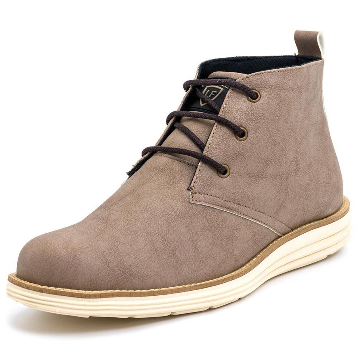 Sapato Casual Masculino Cano Alto Liso com Sola Costurada e Cadarço - Cinza  | Netshoes