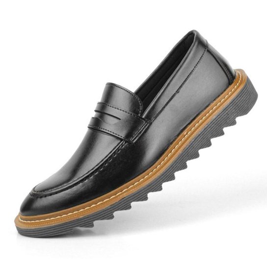 Sapato Casual Masculino Mocassim Loafer Sola Tratorada 2022 - Preto Menor preço em Sapato Casual Masculino Mocassim Loafer Sola Tratorada 2022 - Preto