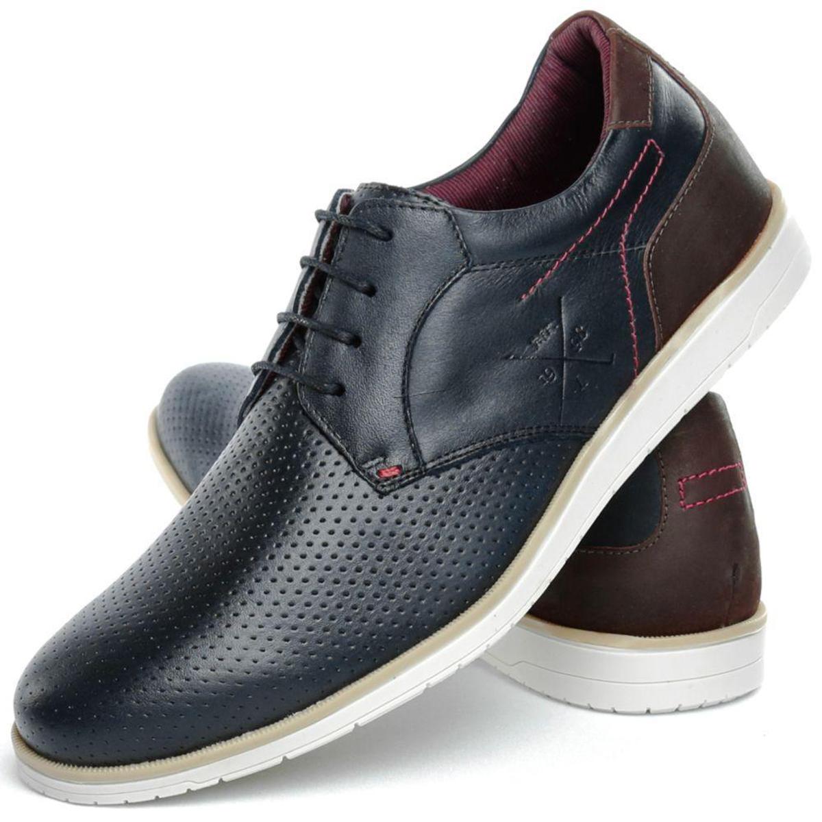 Sapato Casual Oxford Masculino em Couro Confortável - Azul | Netshoes