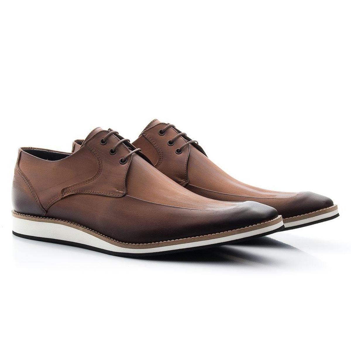 Sapato Derby Masculino Casual Estonado De Amarrar - Marrom | Netshoes