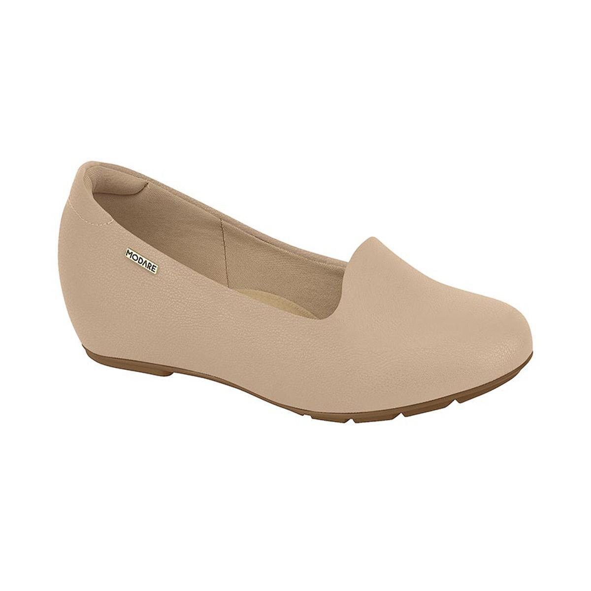 Sapato Feminino com Salto Embutido Modare 7353.100 - Bege | Netshoes