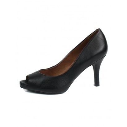 Sapato Luz da Lua Meia Pata Peep Toe - Preto | Netshoes