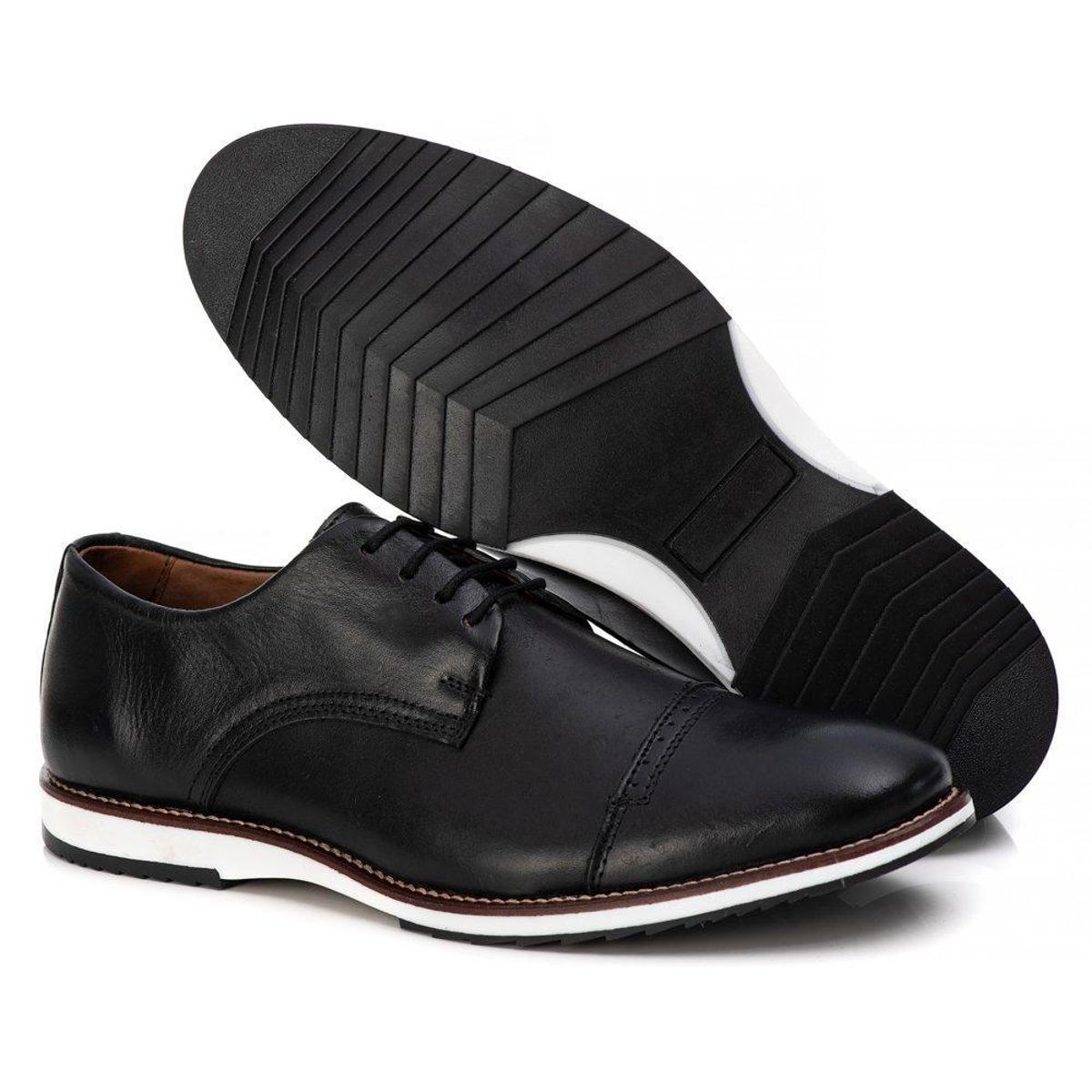 Sapato Masculino Casual Social Derby Moderno Em Couro Café - Preto |  Netshoes