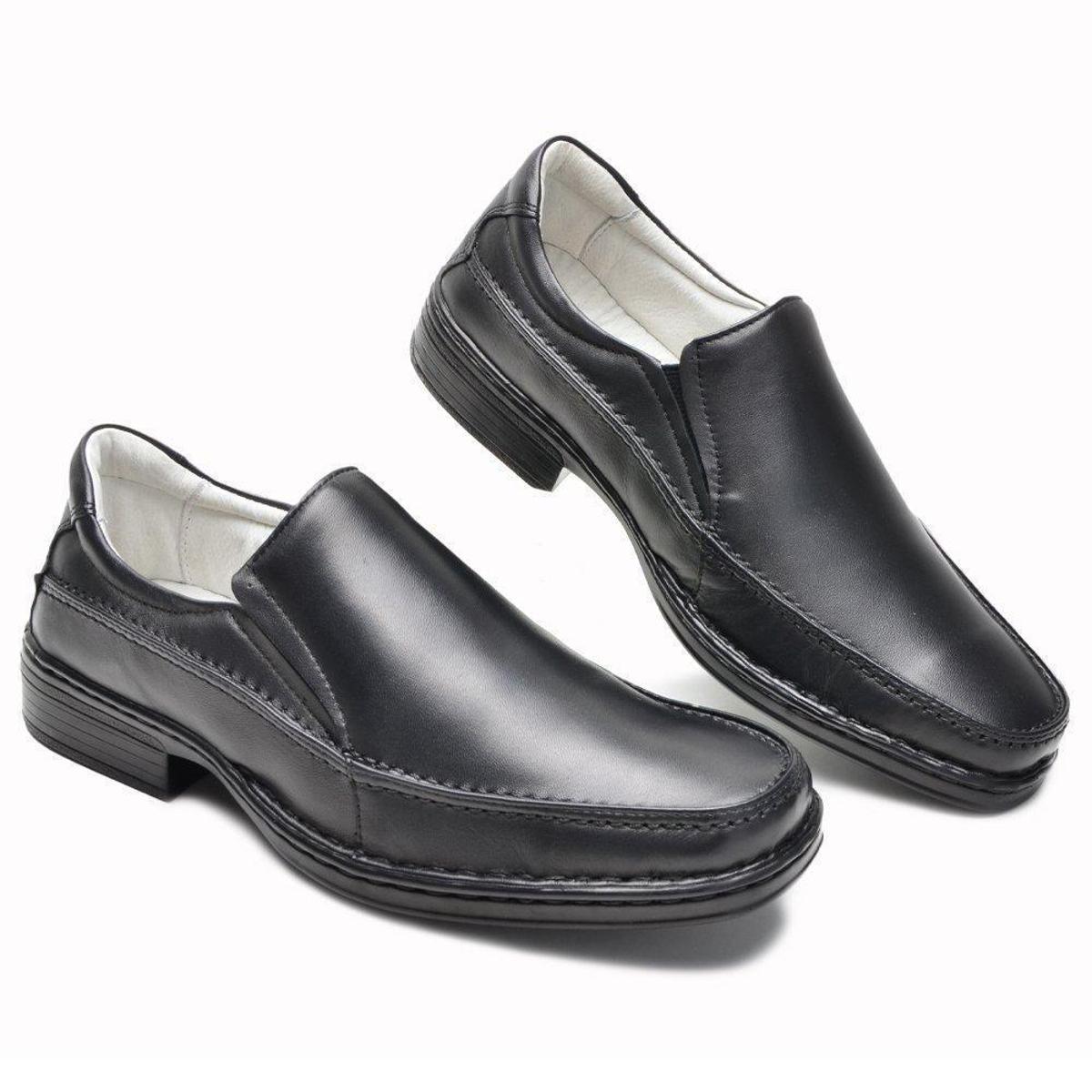 Sapato masculino Social couro Comfort C-007 Cl km pto - Preto | Netshoes