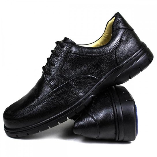 Sapato Masculino Social Ortopédico Confort Couro - Preto Menor preço em Sapato Masculino Social Ortopédico Confort Couro - Preto
