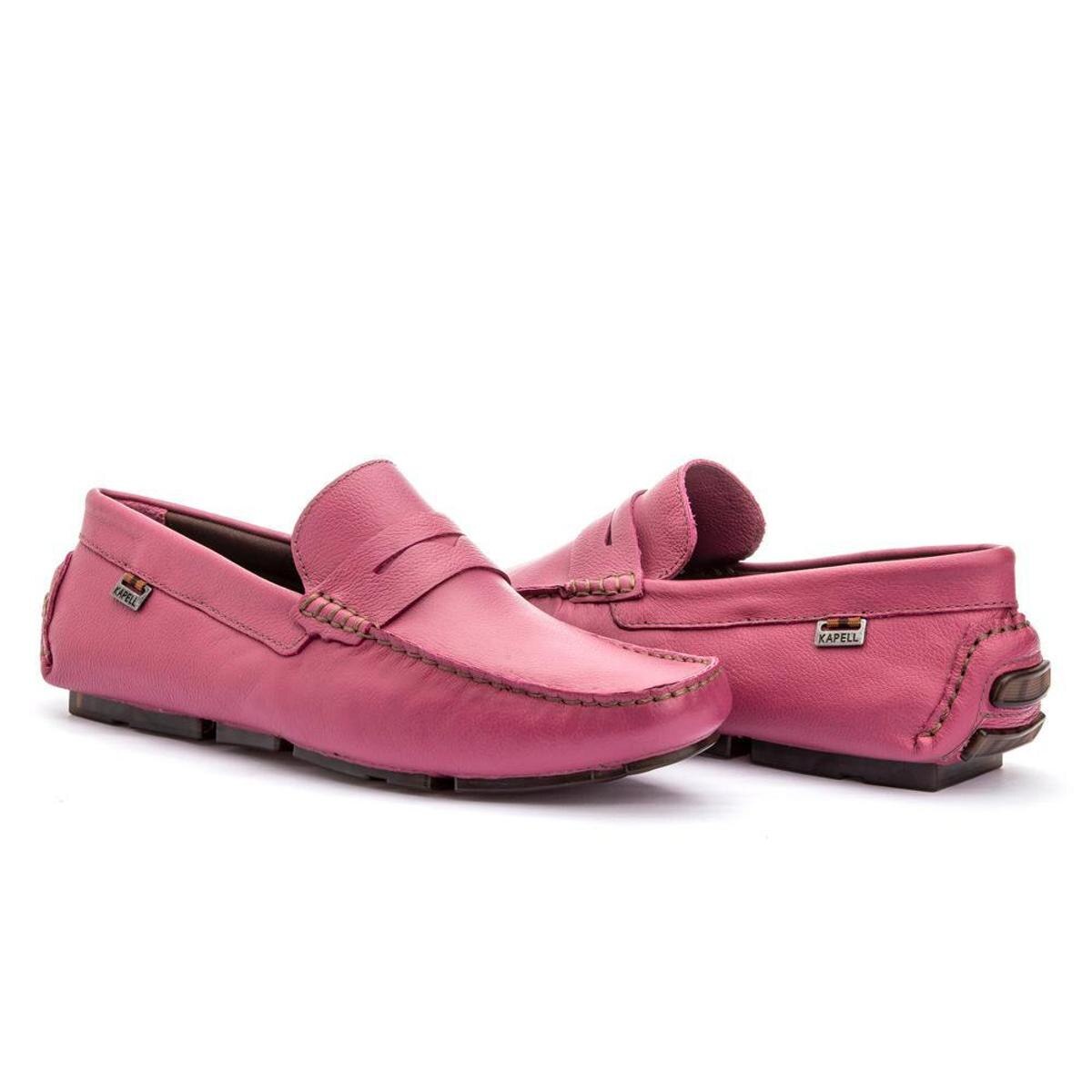 Sapato Mocassim Casual Masculino em Couro Legítimo - Rosa | Netshoes