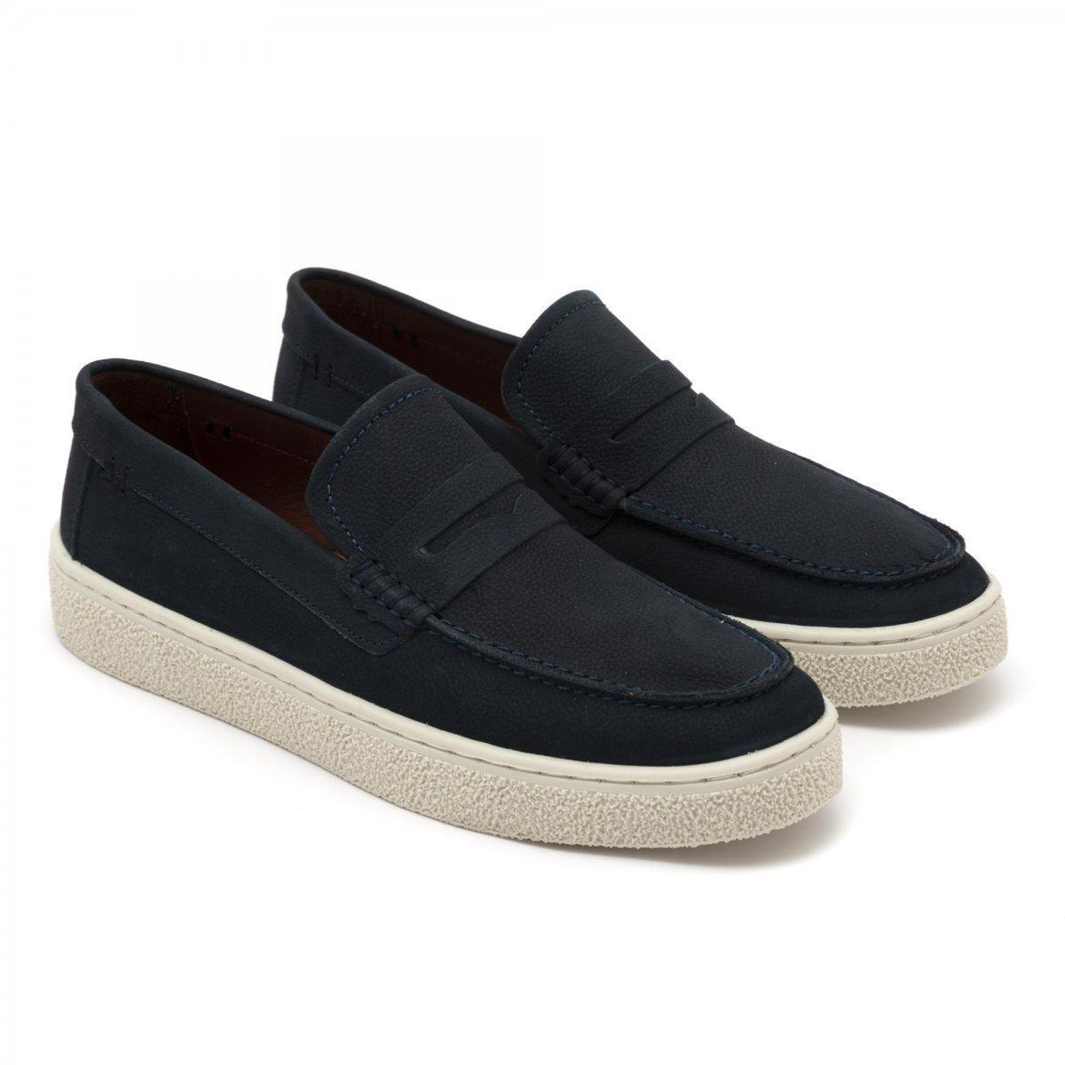 Sapato Mocassim Masculino Couro Conforto Calçado Casual - Azul Escuro |  Netshoes