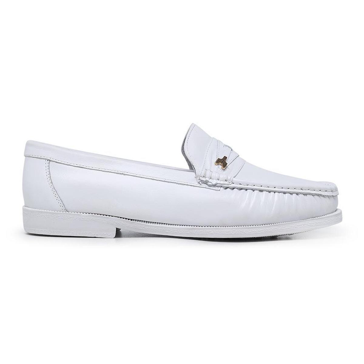 Sapato Mocassim Masculino Couro Estiloso 1018 - Branco | Netshoes