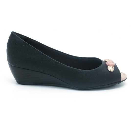Sapato Modare Peep Toe Anabela Pedrarias Ultraconforto Feminino 7036417 - Preto Menor preço em Sapato Modare Peep Toe Anabela Pedrarias Ultraconforto Feminino 7036417 - Preto