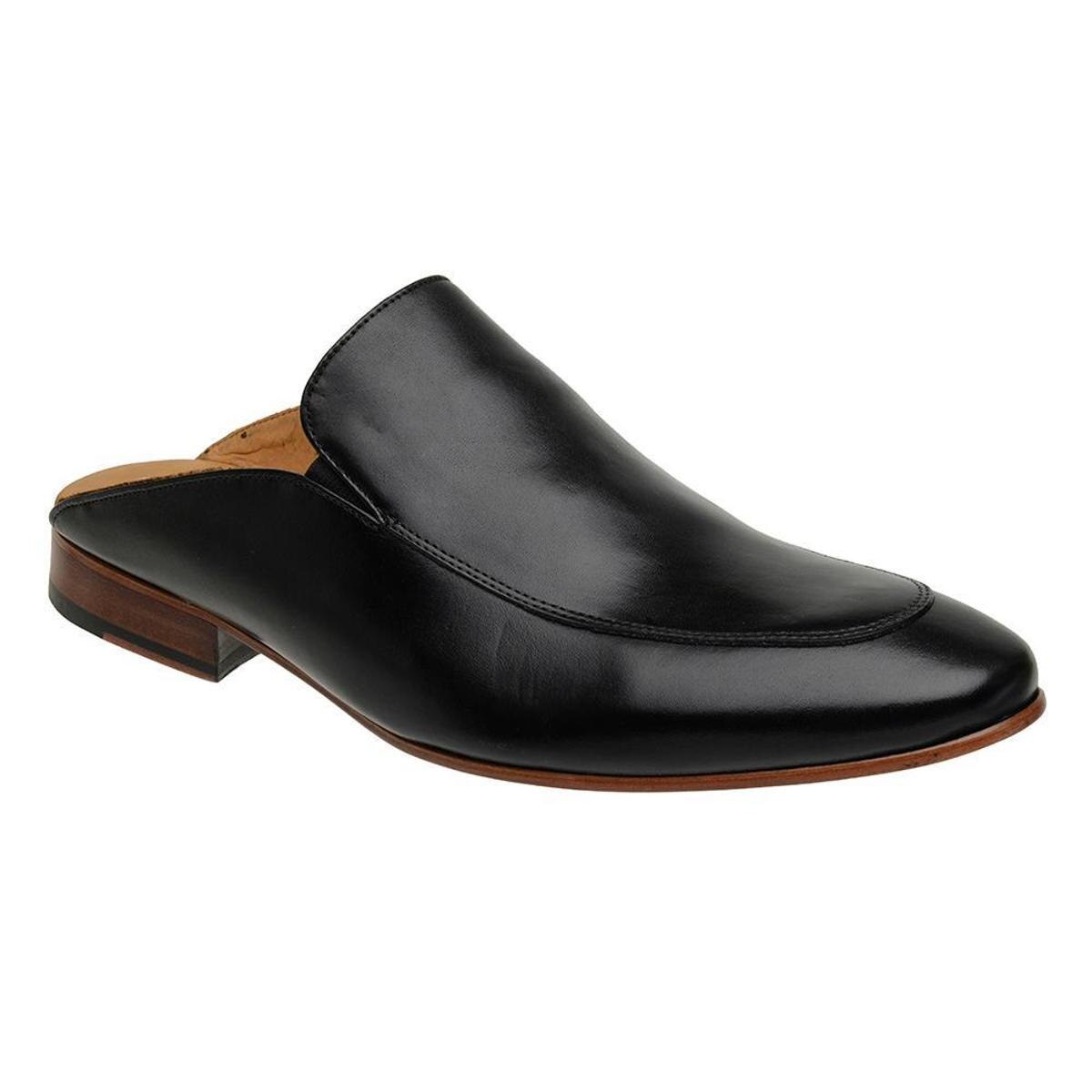 Sapato Mule Masculino Slipper Malbork Couro Preto Liso 5845 | Netshoes