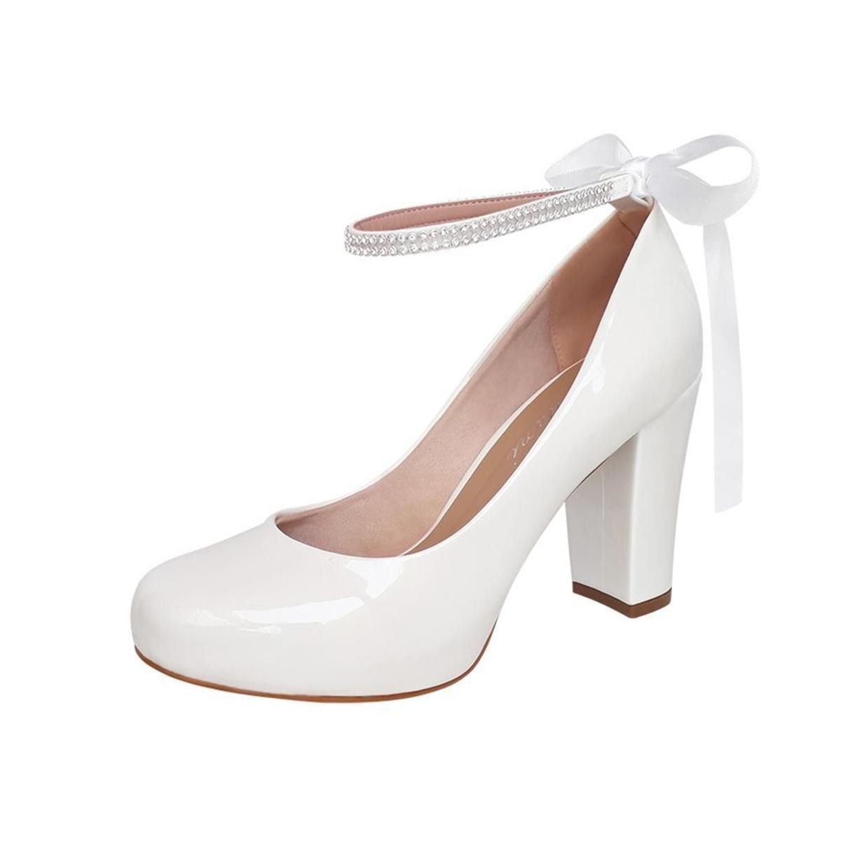 Sapato Noiva Casamento Branco Boneca Salto Grosso Meia Pata - Branco |  Netshoes