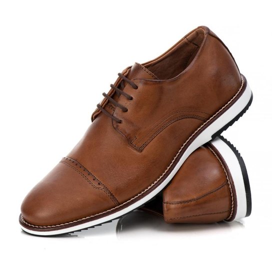 Sapato Oxford Casual Masculino Brogue Premium Couro Confort Andora - Marrom Menor preço em Sapato Oxford Casual Masculino Brogue Premium Couro Confort Andora - Marrom